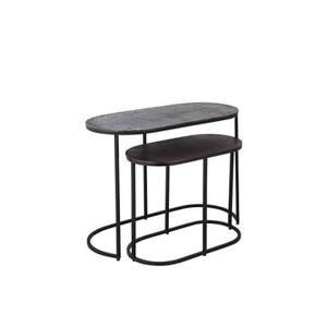 PTMD Janca Black iron sidetable oval aluminum top SV2