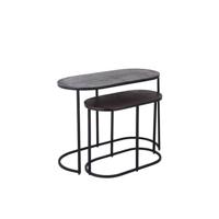 PTMD Janca Black iron sidetable oval aluminum top SV2 - thumbnail