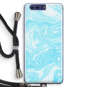 Waterverf blauw: Honor 9 Transparant Hoesje met koord