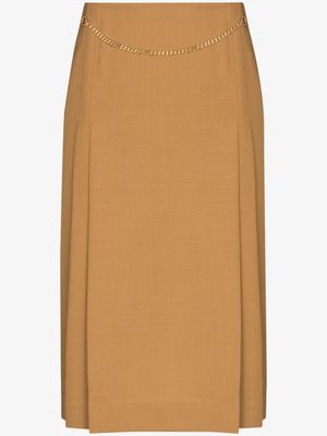 Victoria Beckham jupe mi-longue à détail de chaine - Marron