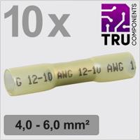 TRU COMPONENTS TC-13448504 Stootverbinder Met krimpkous 4 mm² 6 mm² Volledig geïsoleerd Geel 10 stuk(s)