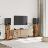 Speakerstandaards 2 st 30x30x80 cm bewerkt hout oud houtkleurig