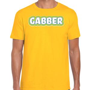 Verkleed t-shirt voor heren - gabber - geel - foute party/carnaval - vriend/maat - muziek