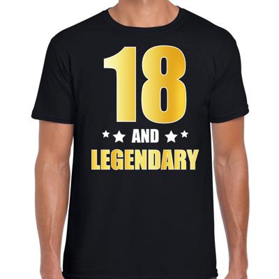18 and legendary verjaardag cadeau t-shirt - zwart - gouden letters - heren - 18 jaar geworden 18 and legendary verjaardag cadeau t-shirt - zwart - gouden letters - heren - 18 jaar geworden