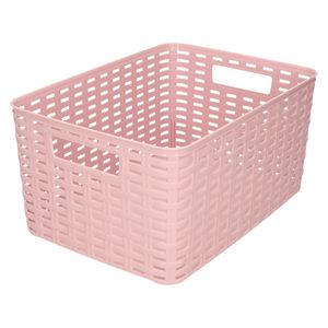 Plasticforte Opbergmand - Kastmand - rotan kunststof - oud roze - 18 Liter - 29 x 39 x 20 cm