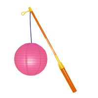 Lampionstokje 39 cm - met lampion - fuchsia roze - D25 cm