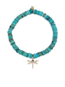 Sydney Evan bracelet en or 14ct serti de perles en turquoise - Bleu