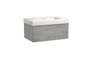 Storke Edge zwevend badmeubel 85 x 52 cm beton donkergrijs met Mata High enkele wastafel in mat witte solid surface