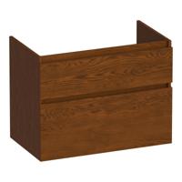 Brauer Delight - Onderkast - 80 cm - met 2 Softclose Lades Greeploos en 1 Sifon Uitsparing - Lamellen Eiken Bruin