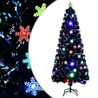 VidaXL Kerstboom met led-sneeuwvlokken 210 cm glasvezel zwart