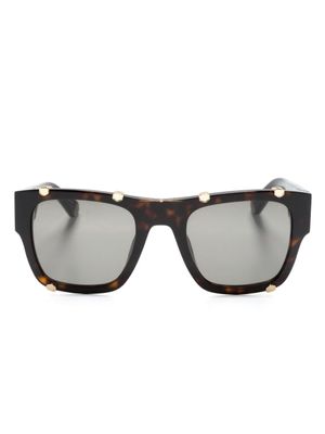 Philipp Plein Eyewear lunettes de soleil carrées à logo gravé - Marron