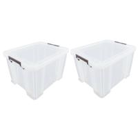 Allstore Opbergbox - 2x stuks - 36 liter - Transparant - 47 x 38 x 31 cm Allstore Opbergbox - 2x stuks - 36 liter - Transparant - 47 x 38 x 31 cm