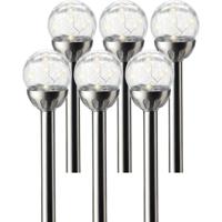 Lumineo LED steker bol Navi - 6x - solar - 30 cm - RVS - tuinverlichting tuinsteker - Tuinlampen