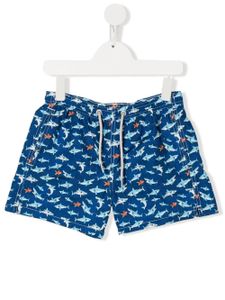 MC2 Saint Barth Kids short de bain à imprimé requin - Bleu