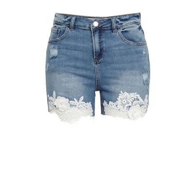 Simply Be jeans short light denim/wit