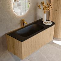 Badmeubel Mondiaz Kurve | 115 cm | Meubelkleur Oak | Wastafelkleur Urban | Links spoelbak | 1 kraangat