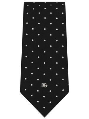 Dolce & Gabbana cravate en soie à pois - Noir