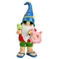 Wurm tuinkabouter - kunststeen - 26 x 12 cm - blauw/kleurrijk - tuinbeeld