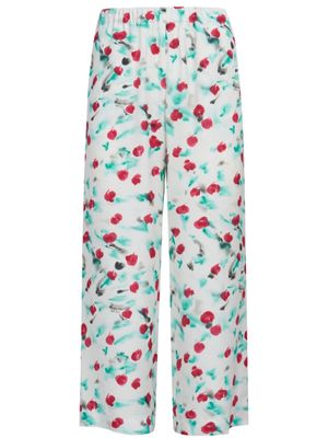 Marni pantalon court à fleurs - Blanc
