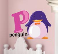 Sticker alfabet P van Pinguin