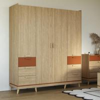 Home365 Kledingkast Skagen - Eiken - 4-Deurs met Lades