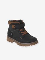 Synthetische jongens boots met elastische veters en klittenband collectie kleuterschool zwart