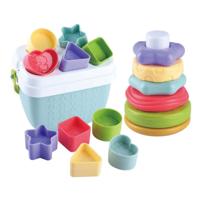 Play biobased vormenstoof en stapel speelgoed, 19dlg.