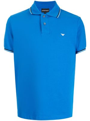 Emporio Armani polo à logo brodé - Bleu