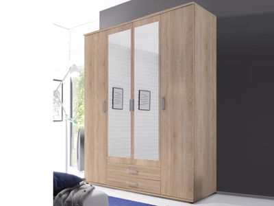 Kledingkast KARLITO 4 deuren 2 lades sonoma eik