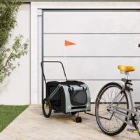 Hondenfietstrailer oxford stof en ijzer grijs en zwart - thumbnail
