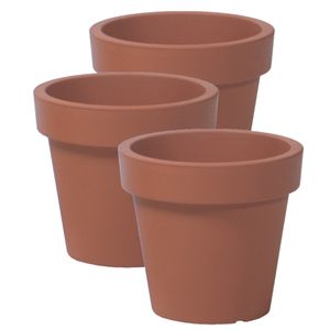 3x stuks basic plantenpot/bloempot kunststof dia 16 cm/hoogte 14.5 cm terra cotta