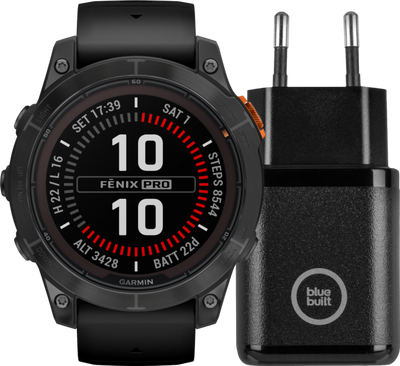 Garmin Fenix 7 Pro Solar Zwart 47mm + Bluebuilt Oplader 30W
