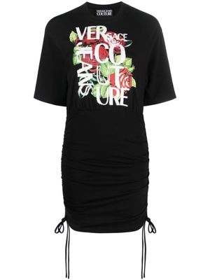 Versace Jeans Couture robe Roses à logo imprimé - Noir