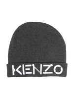 Kenzo Kids bonnet en maille à logo brodé - Gris - thumbnail