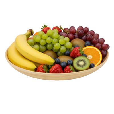 fruitschaal/fruitmand - D30 x H5 cm - bamboe - naturel - platte schaal