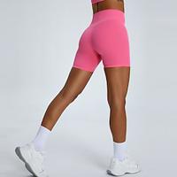 Dames Sportbroek Yogashorts Trainingsshorts Elastische tailleband Hoge taille Yoga Sportschooltraining Pilates Short / Broekje Zwart Geel Roze Sport Sportkleding Rekbaar Slank Lightinthebox - thumbnail