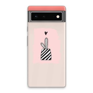 Zwart-wit cactus: Google Pixel 6 Transparant Hoesje