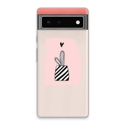Zwart-wit cactus: Google Pixel 6 Transparant Hoesje