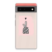 Zwart-wit cactus: Google Pixel 6 Transparant Hoesje