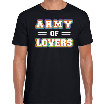 Gay Pride t-shirt met tekst - heren - zwart - Army of lovers - LHBTI Gay Pride t-shirt met tekst - heren - zwart - Army of lovers - LHBTI