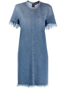 Fabiana Filippi robe en jean à bords effilochés - Bleu