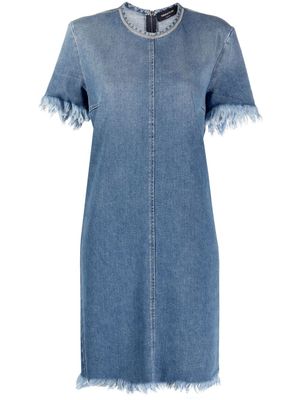 Fabiana Filippi robe en jean à bords effilochés - Bleu