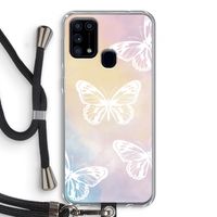 White butterfly: Samsung Galaxy M31 Transparant Hoesje met koord White butterfly: Samsung Galaxy M31 Transparant Hoesje met koord
