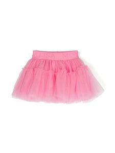 Monnalisa jupe en tulle à taille logo - Rose