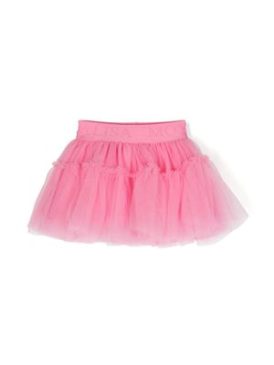 Monnalisa jupe en tulle à taille logo - Rose