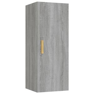 The Living Store Zwevende Wandkast - Grijs Sonoma Eiken - 34.5 x 34 x 90 cm - Stevig materiaal