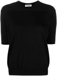 Jil Sander t-shirt en coton à bords nervurés - Noir