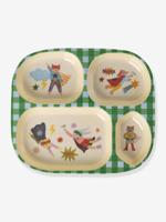 Compartimentenbord in roze HERO RICE melamine voor kinderen groen, geruit