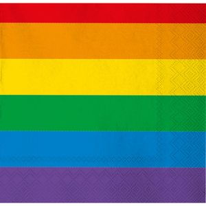 60x Regenboog thema Gay Pride versiering papieren wegwerp servetten 33 x 33 cm   -
