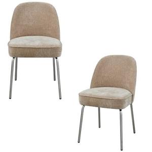 BePureHome Vogue Eetkamerstoelen - Polyester - Zand - Set van 2